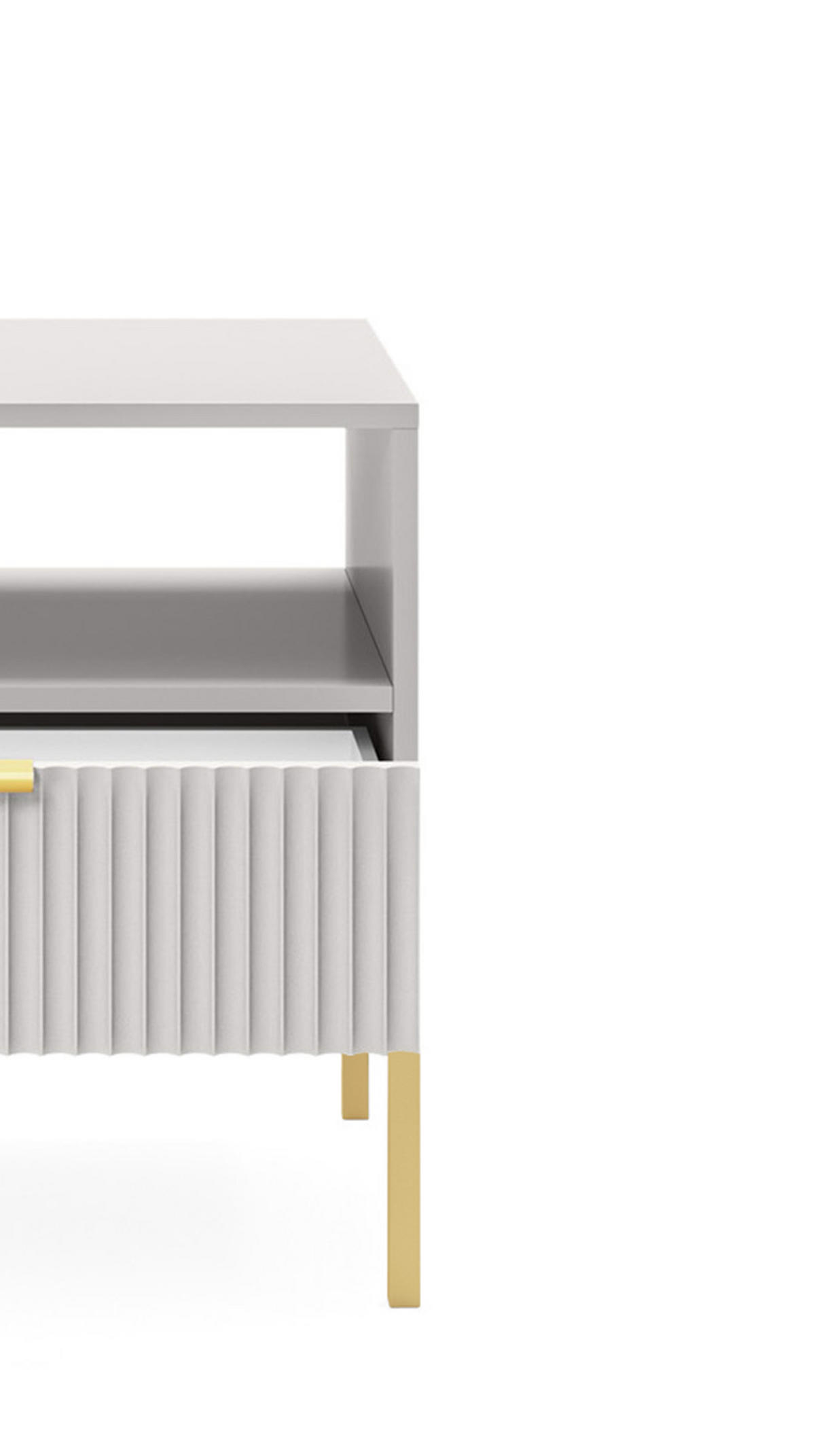 NACHTTISCH Nova - NOC, Geriffelte Front mit Goldenes Griffdesign 54x39x56 cm Grau - Goldfarben/Graphitfarben, Holzwerkstoff/Kunststoff (54/56/39cm) - DomoHome