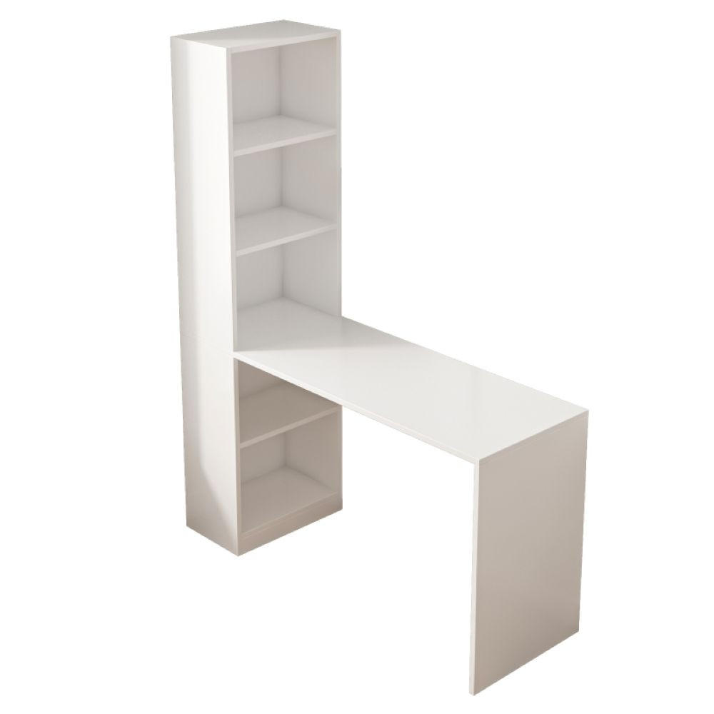 SCHREIBTISCH, weiß 125/50/181 cm - Weiß, Holzwerkstoff (129/55/13cm)