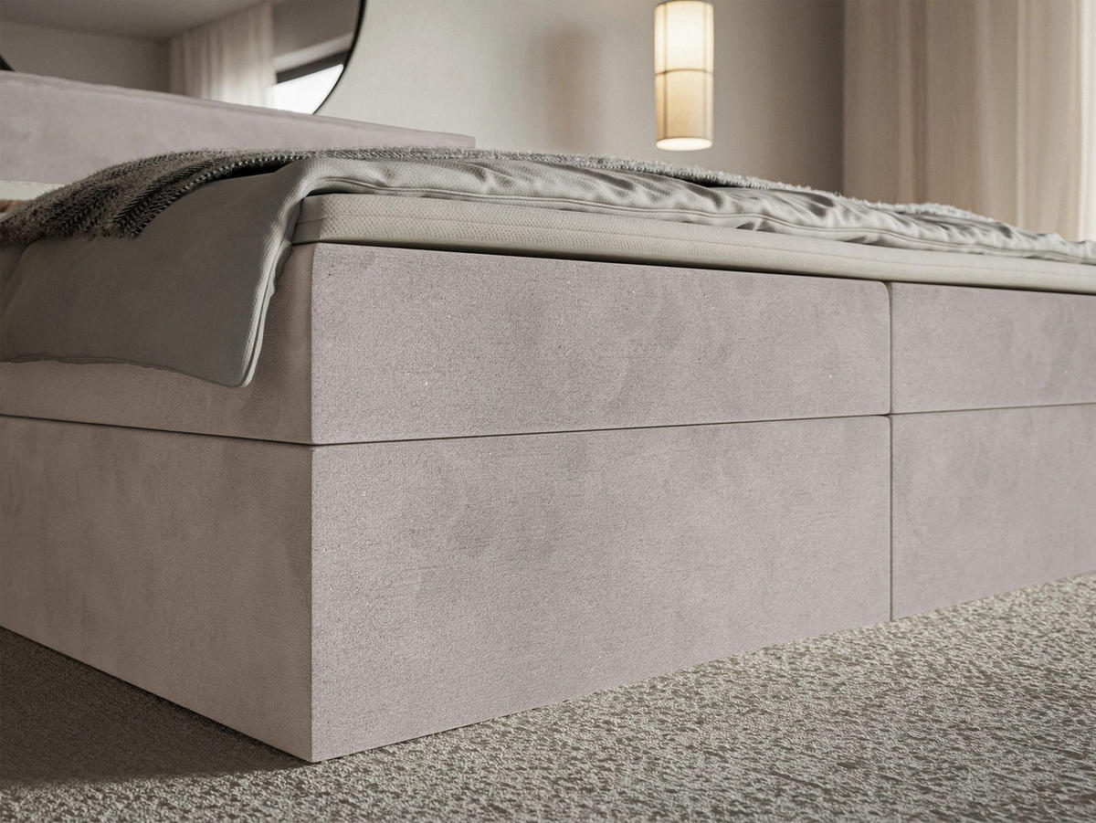 BOXBETT Softie Taupe Velours wasserabweisend 160x200 cm - Graubraun, Textil (160/200cm) - Selsey