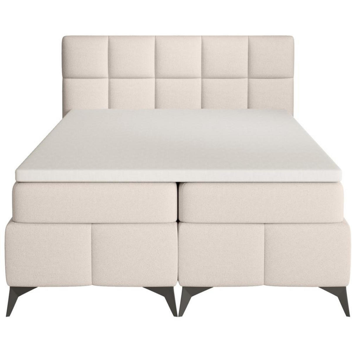 BOXBETT Solido mit Bettkasten 140x200 cm beige - Beige/Schwarz, Textil/Metall (140/200cm) - Beautysofa