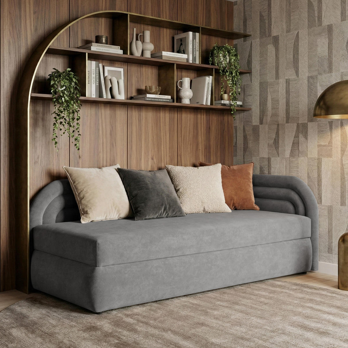 POLSTERBETT Cobi, Eckbett 80x200 cm mit Bettkasten, Hellgrau, Rechts - Hellgrau, Textil (80/200cm) - Beautysofa