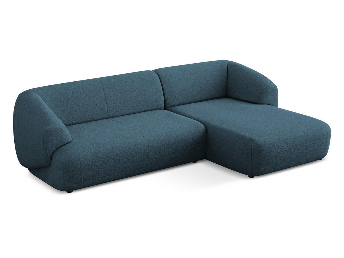 ECKSOFA Rechts Bouclé Stoff Blau - Blau/Schwarz, Kunststoff/Textil (280/156cm) - Makamii