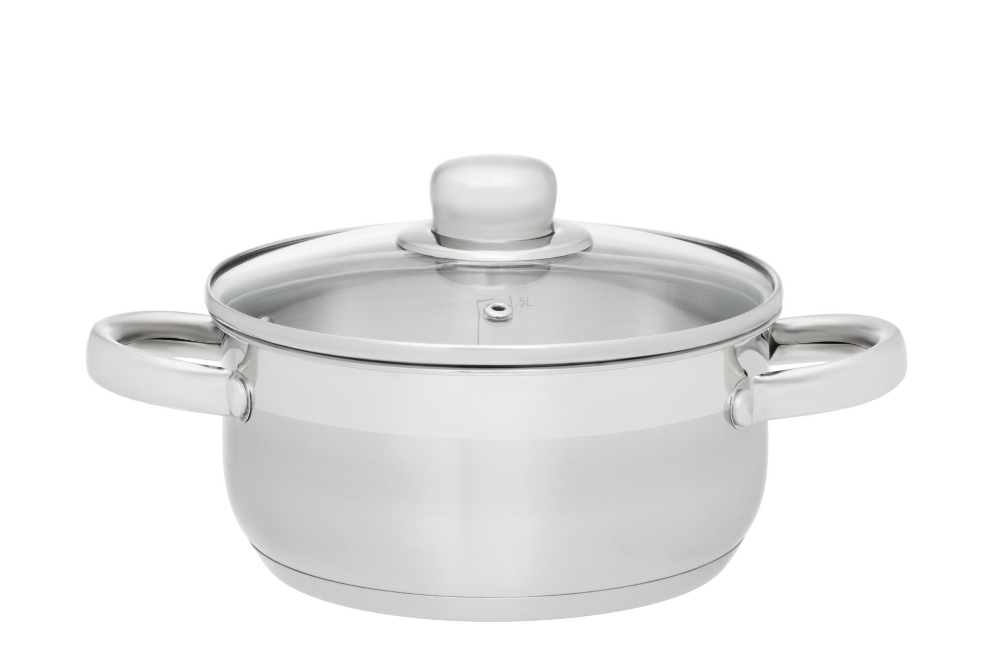 STAHLTOPF mit Glasdeckel 2 l - Silberfarben, Metall (20cm)