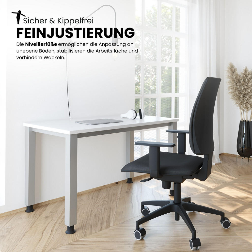 Thumbnail - bümö Schreibtisch, Graphit, Silber, Holzwerkstoff, Nachbildung, Rechteckig, 120x74x67.2 cm, FSC Mix, Arbeitszimmer, Schr...
