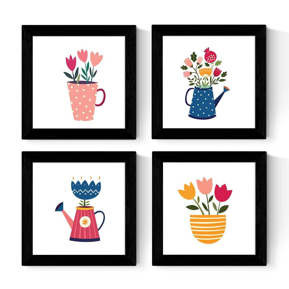 POSTER Set mit 4 blinkenden Blumensträuße 30x30 cm Rahmenlos - Klar, Papier (30/3cm) - Nacnic
