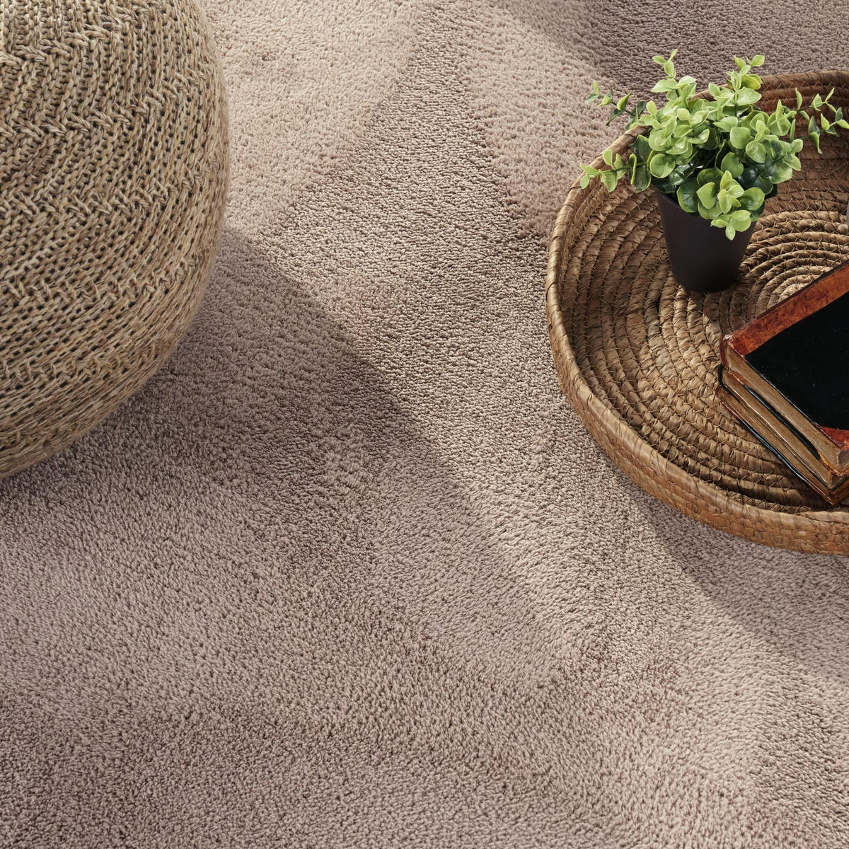 TEPPICH Kurzflor waschbar Unifarben Wohnzimmer schmutzabweisend Taupe Rechteckig 140x200 - Taupe, Textil (140/200cm) - KADIMA DESIGN