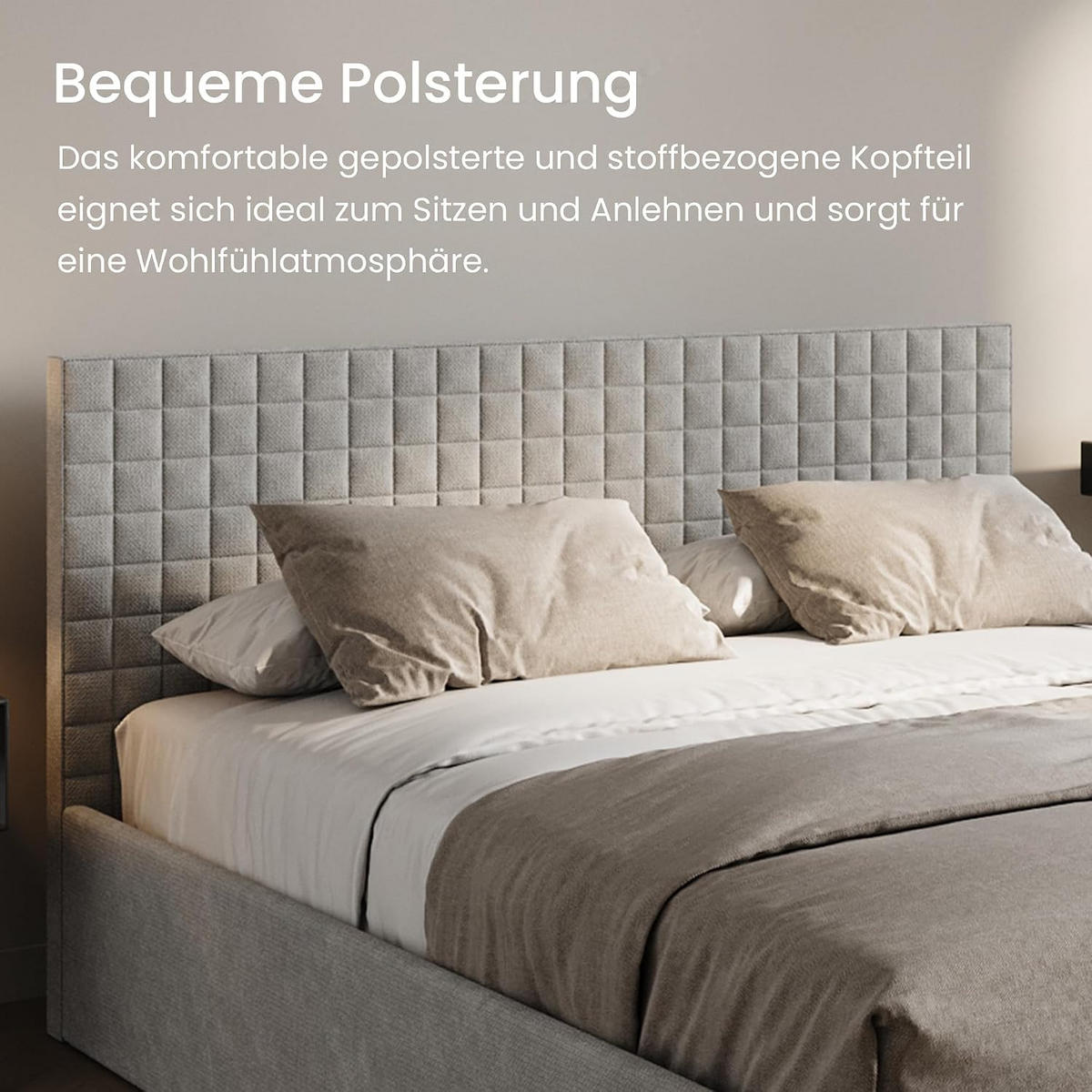 POLSTERBETT VARDO-Stoff 160x200 cm in Grau - Grau, Textil (160/200cm) - Home Collective