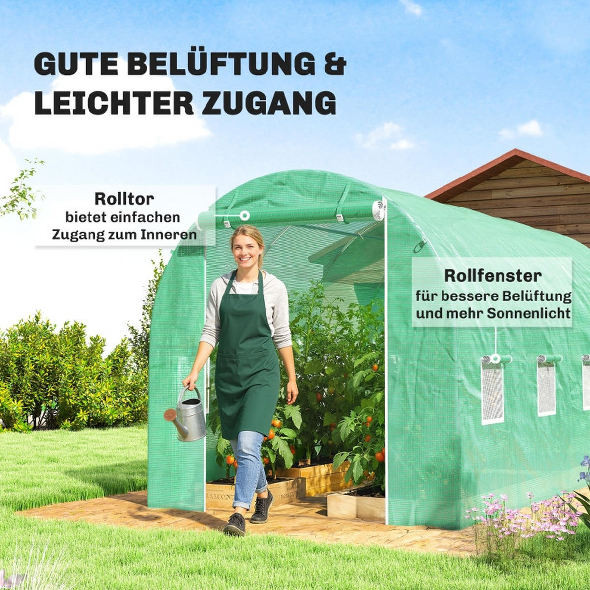 GEWÄCHSHAUSFOLIE 4x2 m Tür Fenster UV Schutz grün - Grün, Kunststoff (400/200/200cm) - Fortuna Lai