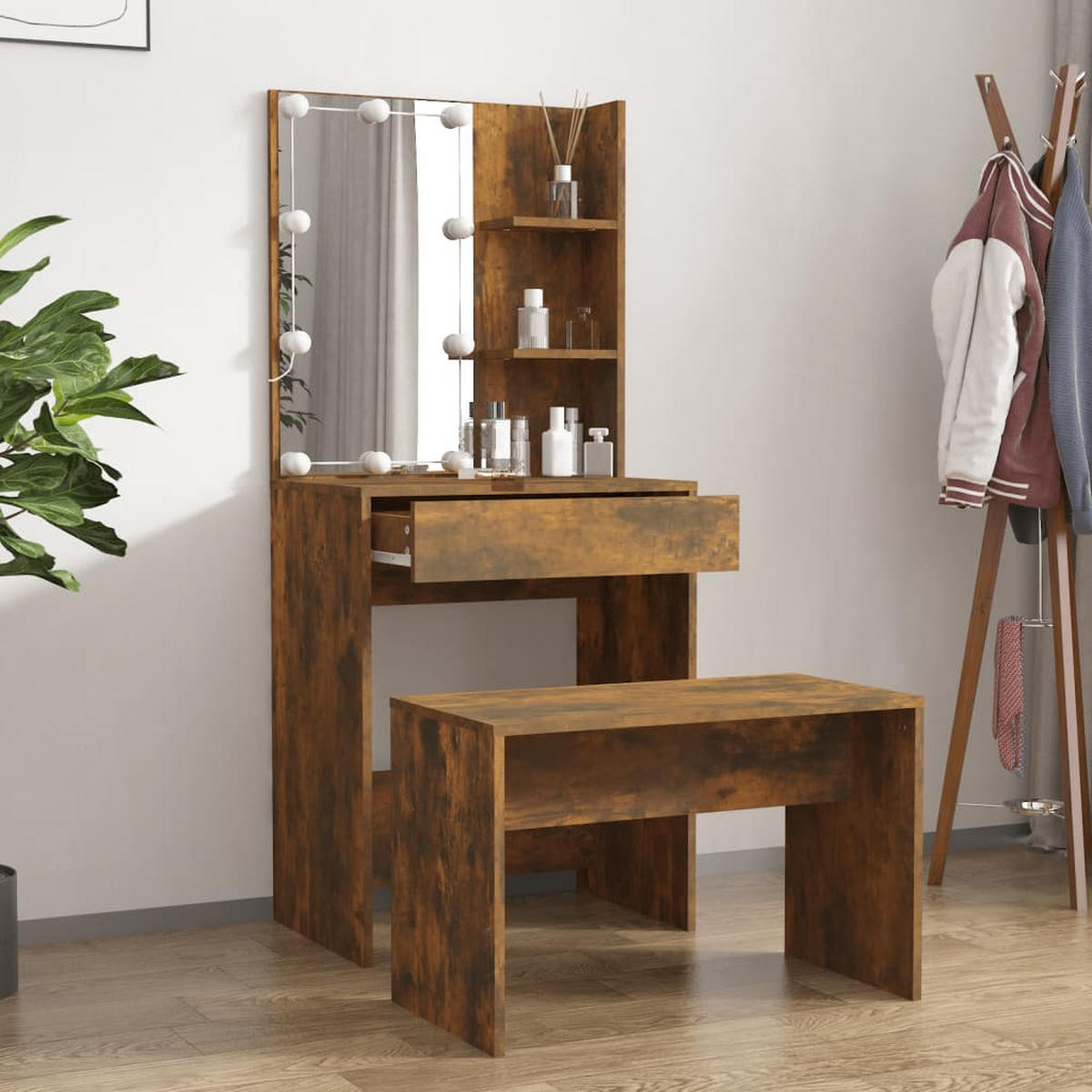 SCHMINKTISCH Dugan 60/40/140 cm - Taupe, Holzwerkstoff (60/140/40cm) - Nettlife