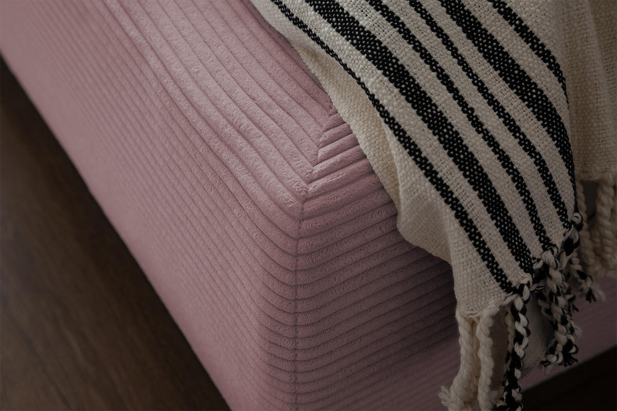 POLSTERBETT HENRY Pink Cord - Pink/Schwarz, Textil (200/200cm) - KAWOLA
