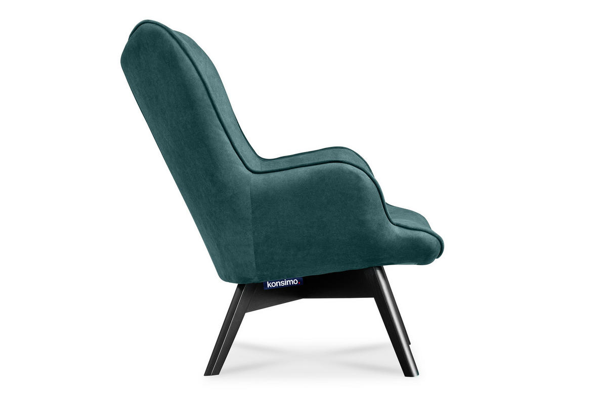SESSEL GLORI mit Armlehnen, Blaugrün - Blau/Schwarz, Holz/Textil (78/94/88cm) - KONSIMO®