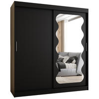 SCHWEBETÜRENSCHRANK 200/180/62 2-türig - Silberfarben/Schwarz, Holz (180/200/62cm) - MÖBEL KRYSPOL