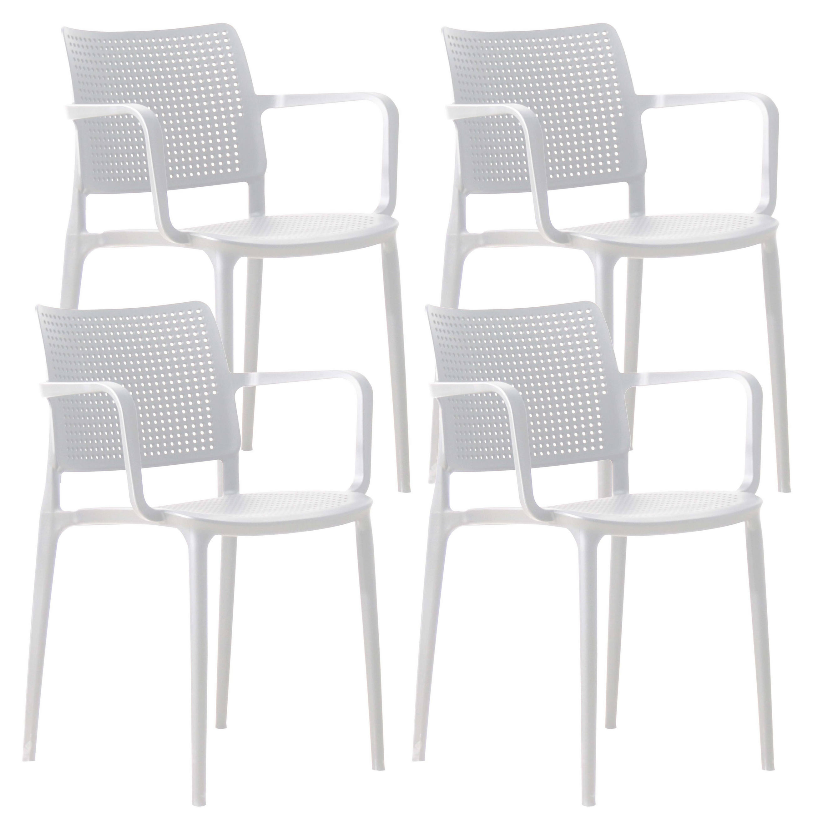 GARTENSTÜHLE 4-tlg., Weiß - Weiß, Textil (42/80/55cm) - Oviala