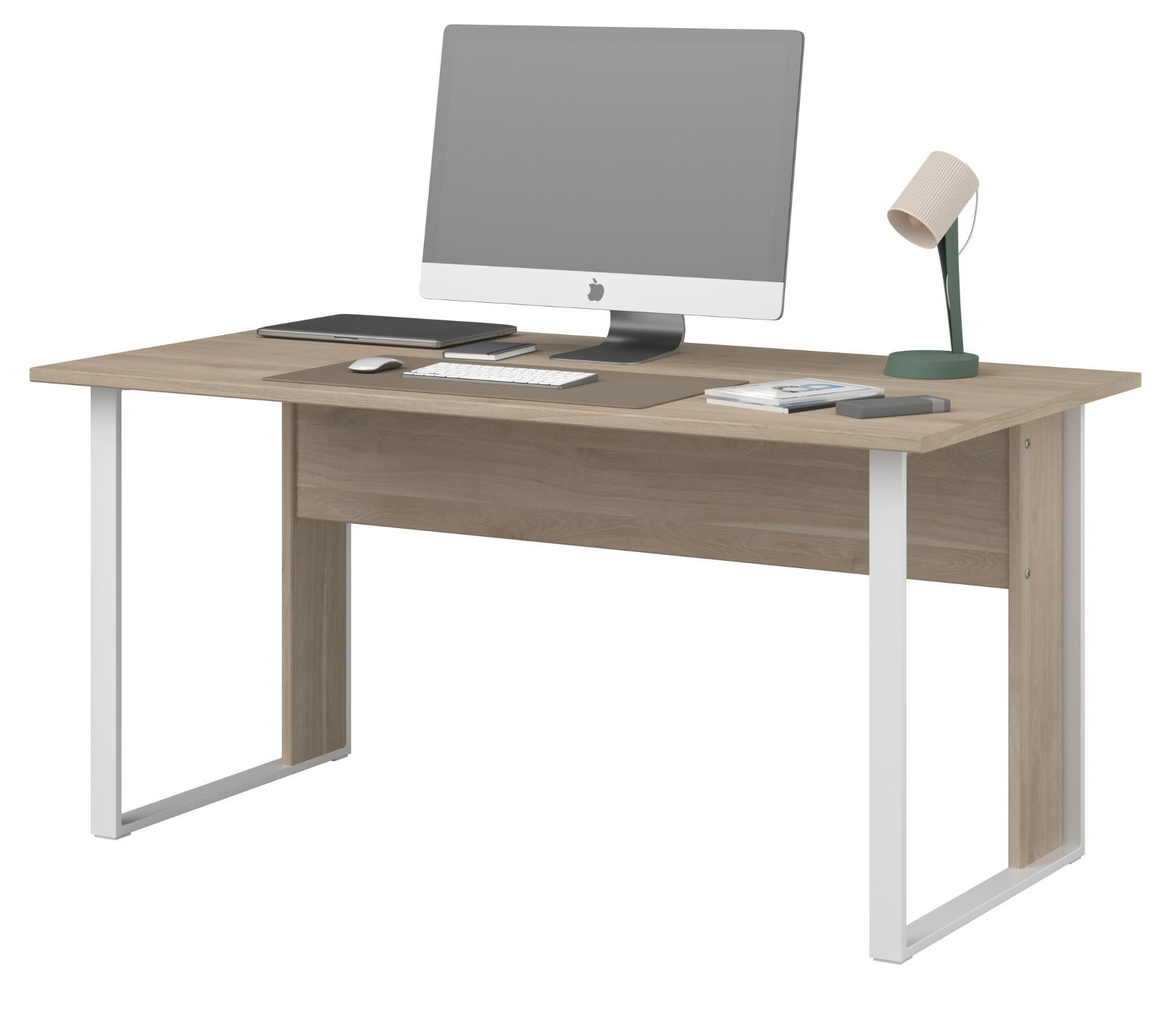 SCHREIBTISCH Eiche, weiß 150 x 80 cm, Laptoptisch für Büro und Homeoffice - Eichefarben/Weiß, Holzwerkstoff/Metall (150/73/80cm) - Parisot Meuble