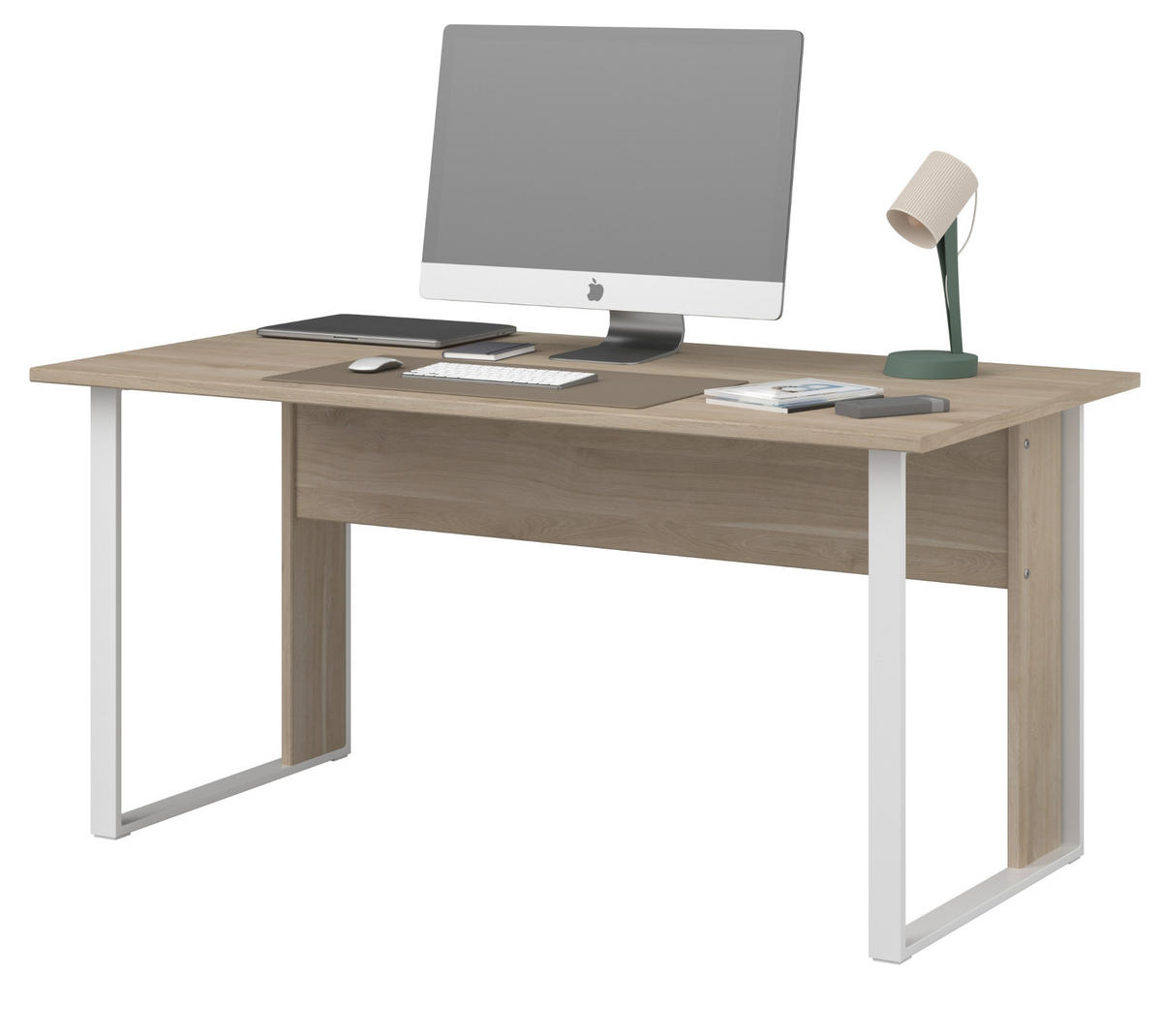 SCHREIBTISCH Eiche, weiß 150 x 80 cm, Laptoptisch für Büro und Homeoffice - Eichefarben/Weiß, Holzwerkstoff/Metall (150/73/80cm) - Parisot Meuble