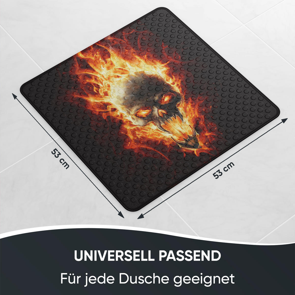 BADEMATTE Totenkopf in Flammen - Braun, Kunststoff (53/53cm) - Sanilo