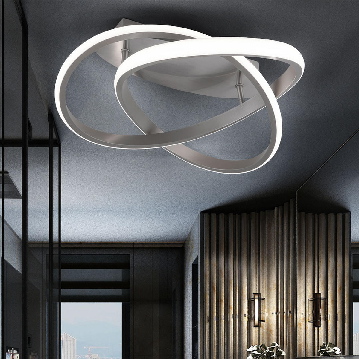 LED DECKENLEUCHTE Course Silber matt - Silberfarben, Metall (45/45/18cm)