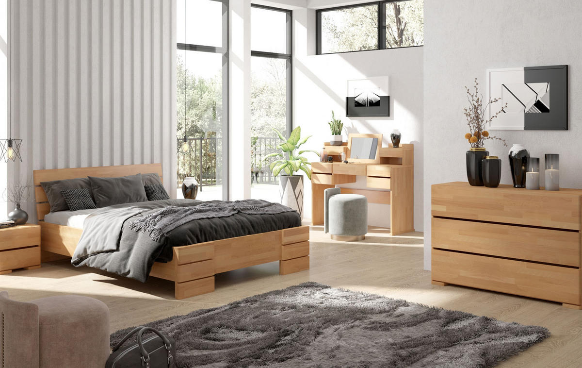 MASSIVHOLZBETT Sandema, Buche - lackiert, Naturfarben, 160x200 - Buchefarben, Holz/Buchenholz (160/200cm) - Visby