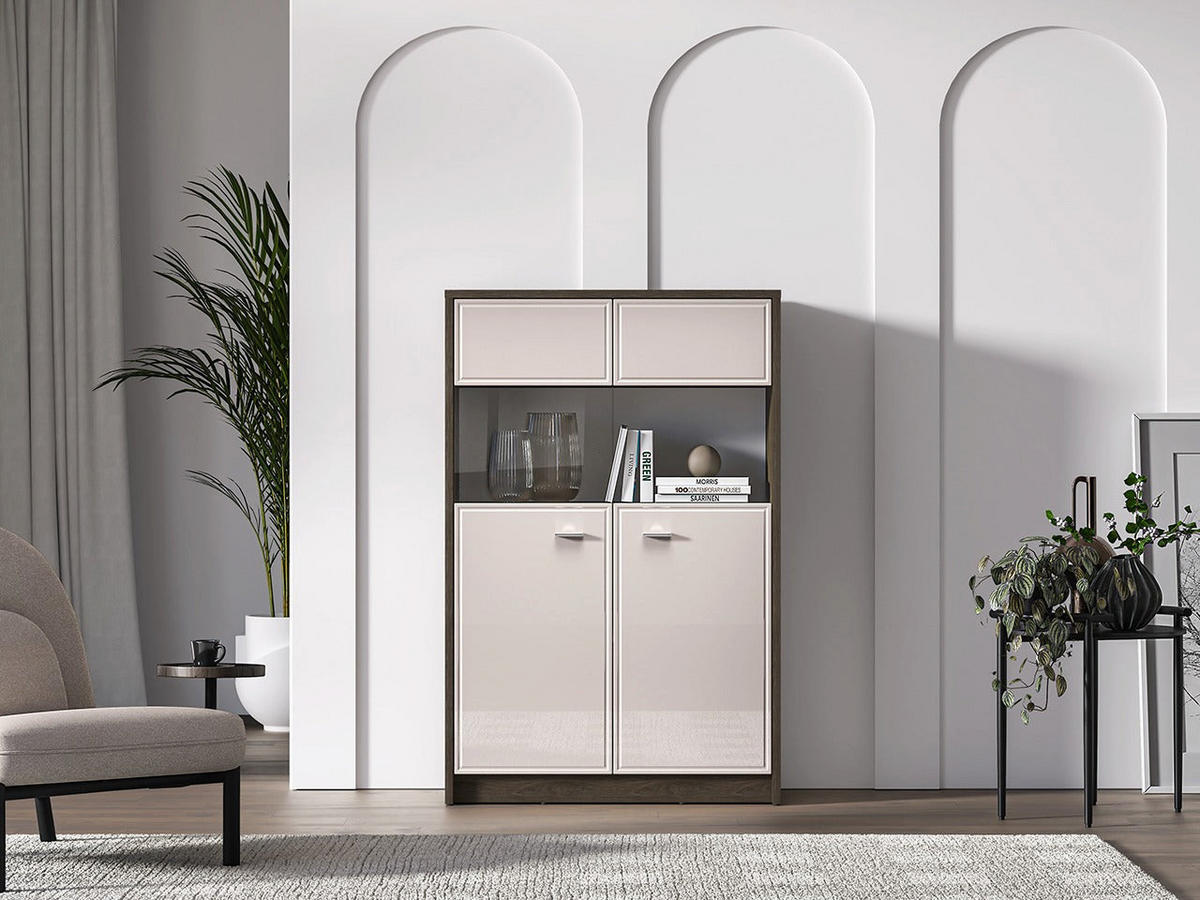 VITRINE – 92 cm – Avante – Kaschmir / Eichefarben - Kaschmir/Eichefarben, Holzwerkstoff (92/141/40cm) - hi-markt