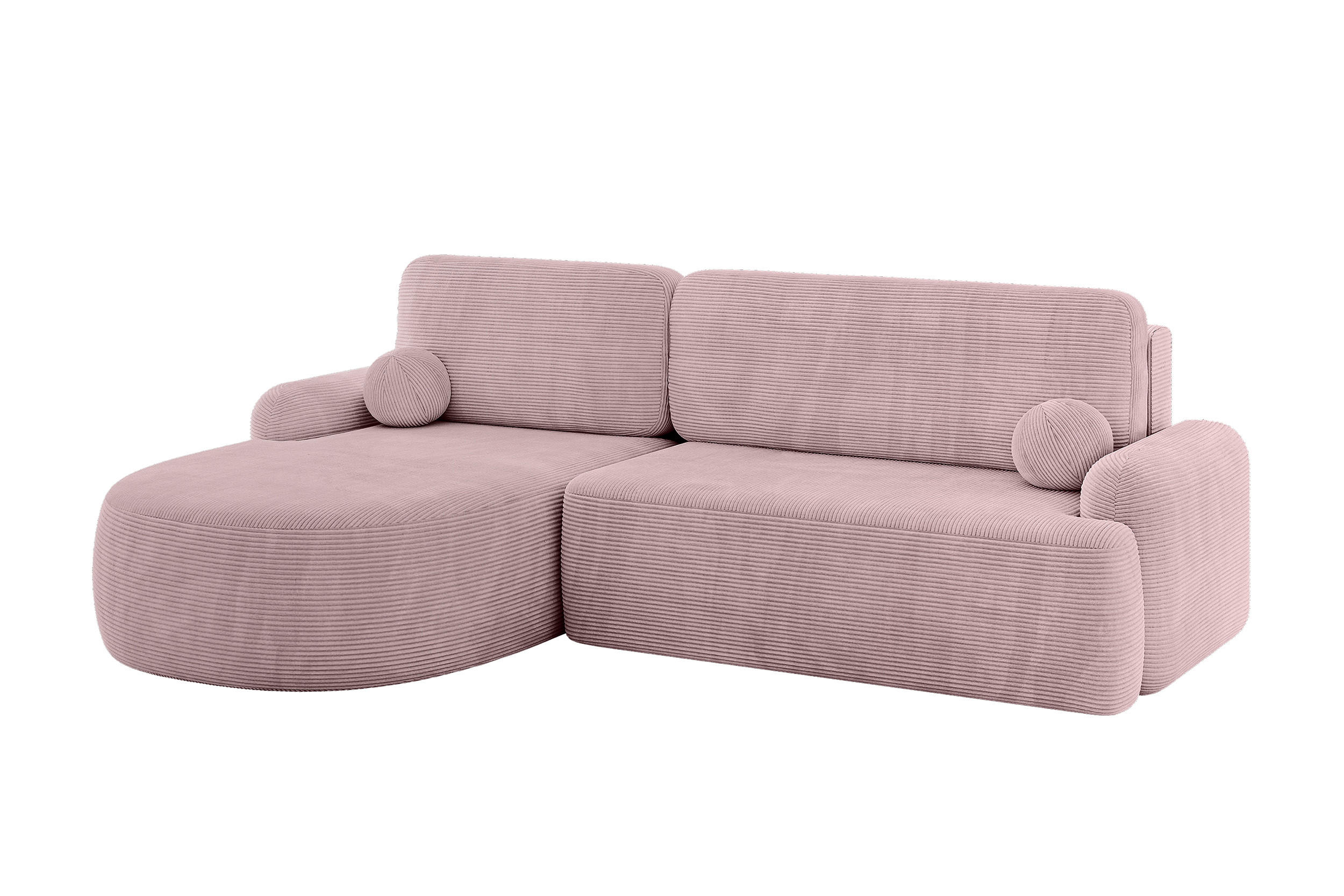 ALTDECOR ROHOVÁ SEDAČKA s funkcí spaní a úložným prostorem LIRA-L - 264x172x89 růžová