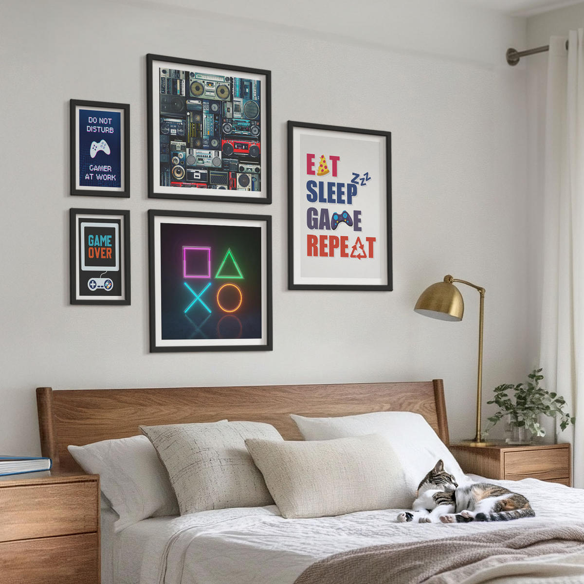 BILDER SET 5er Set - 50x50 cm & 20x30 cm & 40x60 cm Schwarzer Rahmen - Spieleruntertitel - Schwarz, Kunststoff (40/60cm) - TULUP
