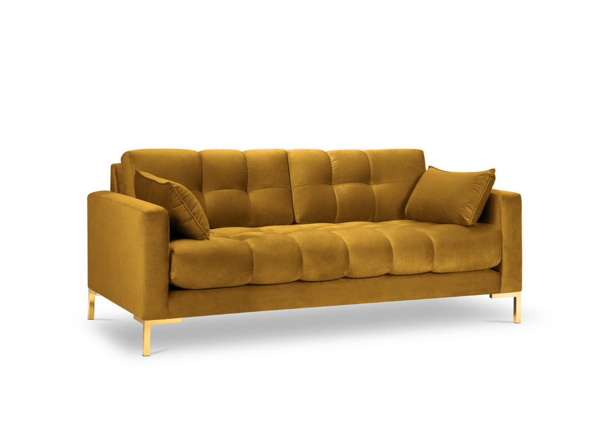 SOFA Mamaia aus Samt gelb 3 Sitzplätze - Gelb, Textil (92/75/177cm) - Micadoni