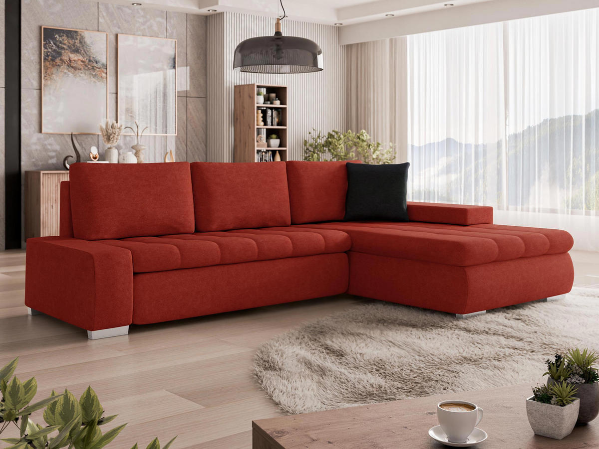 ECKSOFA Orkan Mini - Rot, Holz/Textil (265/185cm) - MIRJAN24
