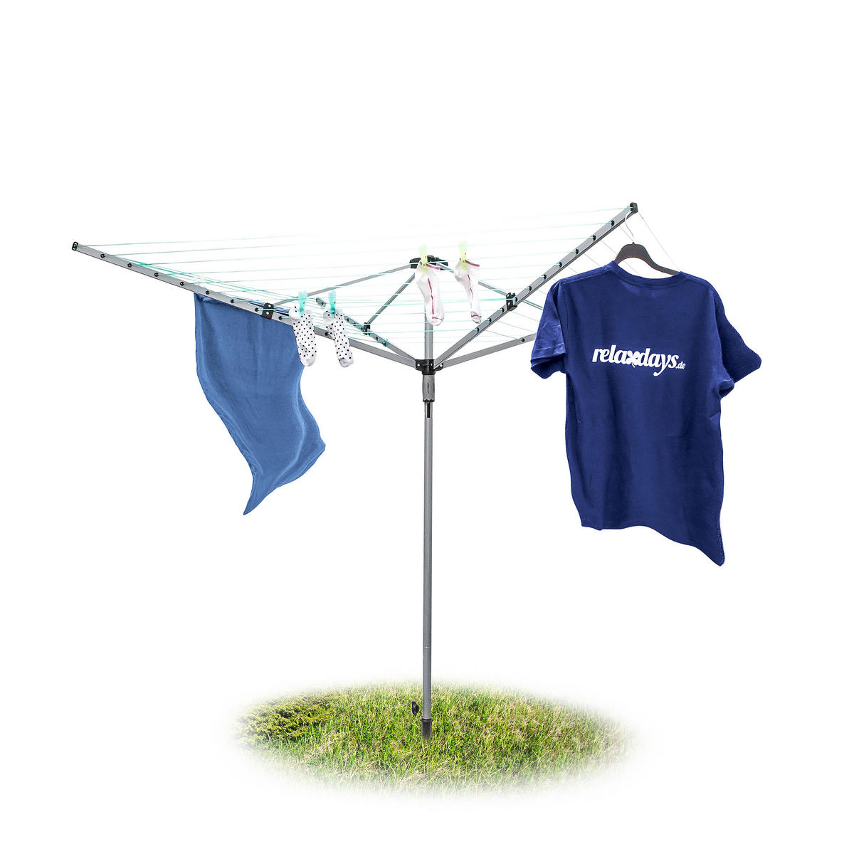 WÄSCHESPINNE - Silberfarben, Kunststoff/Metall (242/184/242cm) - Relaxdays