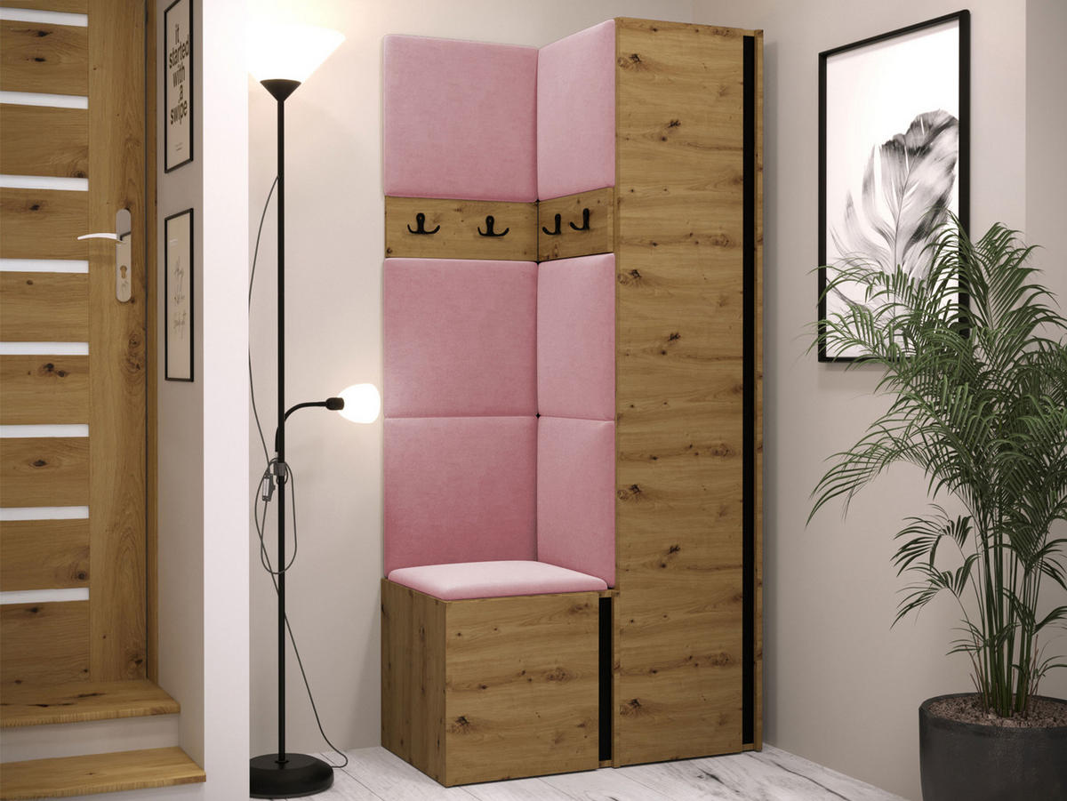 GARDEROBEN-SET Orion XXIV - Eiche Artisan/Rosa, Holzwerkstoff/Kunststoff (82/186/46cm) - MIRJAN24