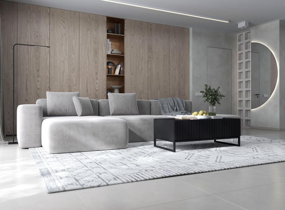COUCHTISCH Elpis Schwarz matt Glamour 110 cm - Schwarz, Holzwerkstoff/Metall (54/110/39cm) - Meble Lindner
