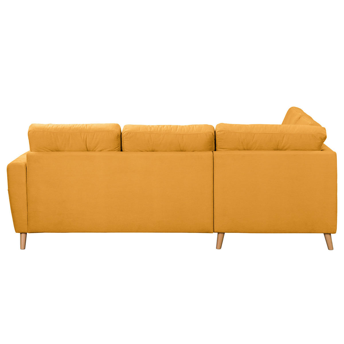 ECKSOFA mit Ottomane - Gelb/Braun, Holz/Textil (230/200cm) - home24
