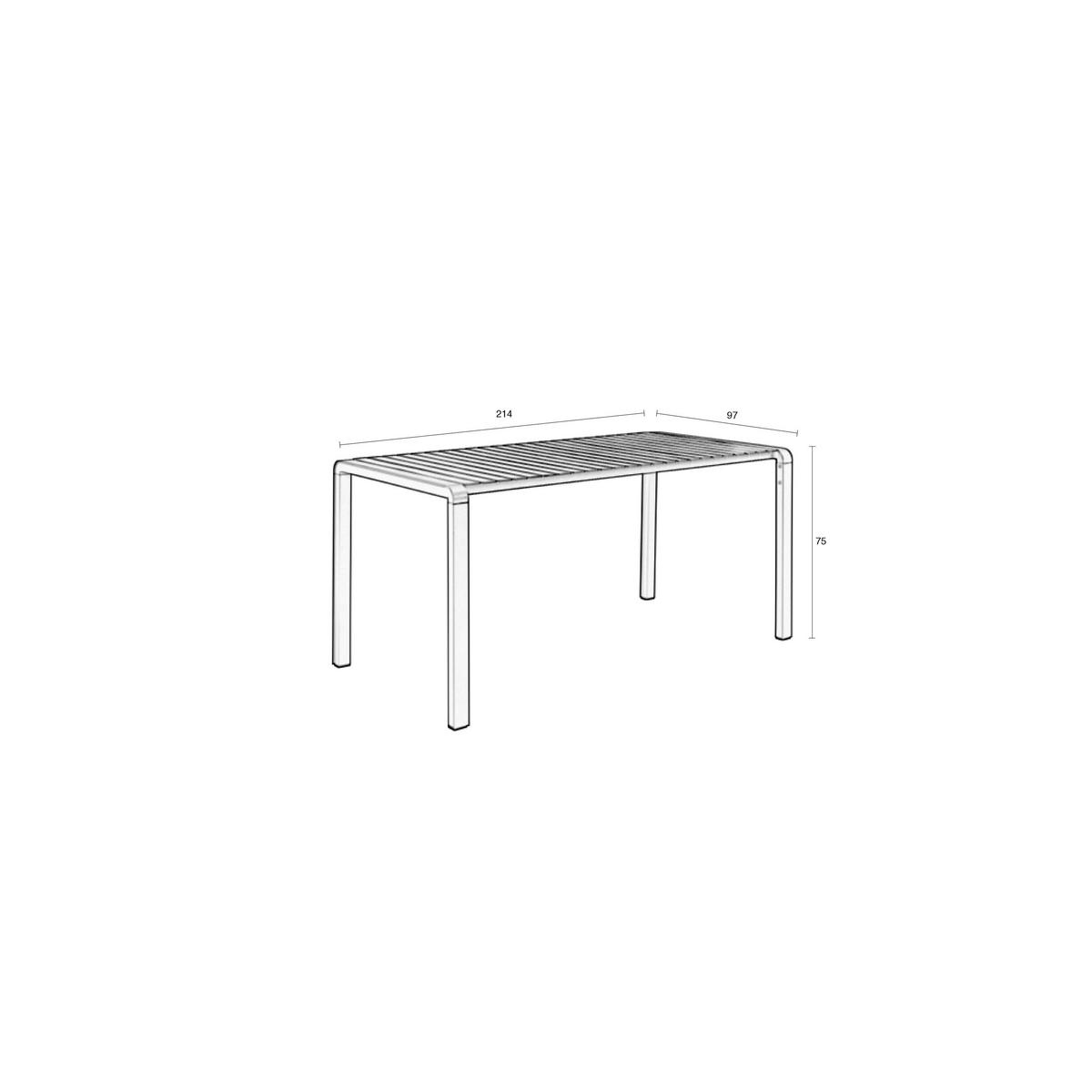 GARTENTISCH Vondel 214x97 cm Weiß - Weiß, Metall (214/96.7/75cm) - Zuiver