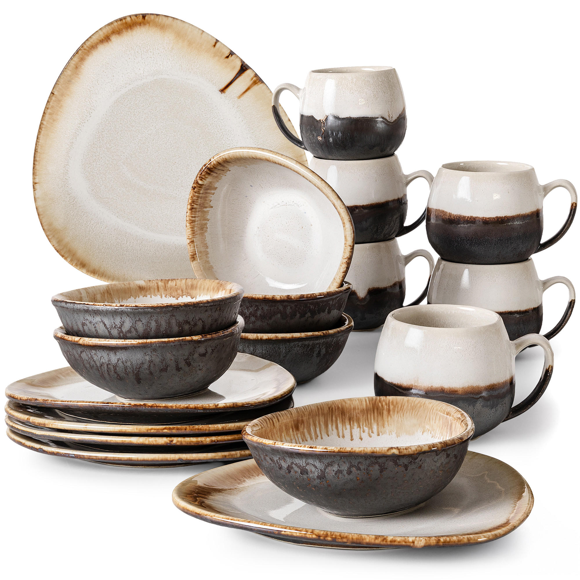 GESCHIRRSET PRIMA, 6-Personen, 18-tlg, Hellbeige - Beige, Keramik (25.7/2/24cm) - KONSIMO®