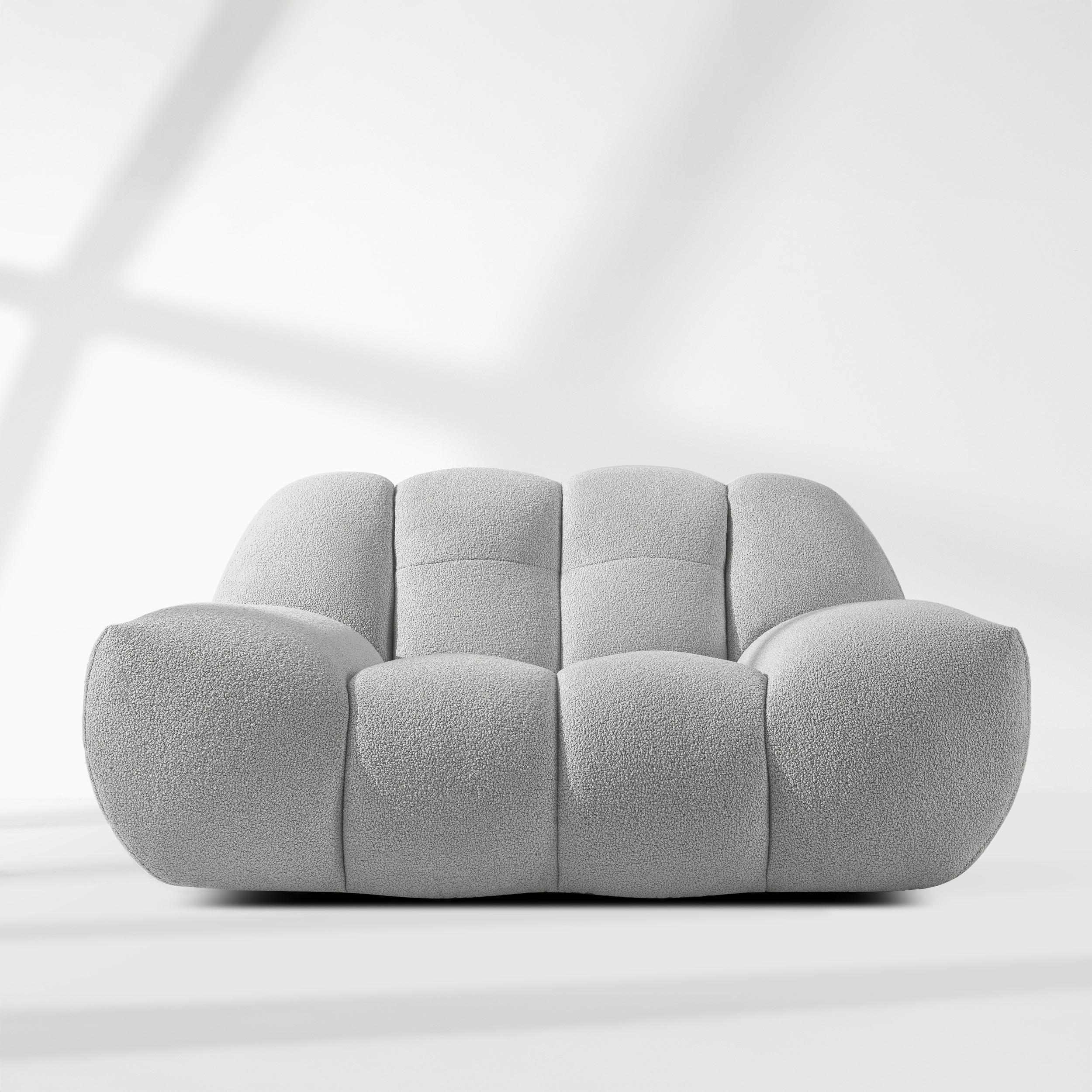 SESSEL VENA Bouclé, Hellgrau - Hellgrau, Holz/Textil (135/72/105cm) - KONSIMO®