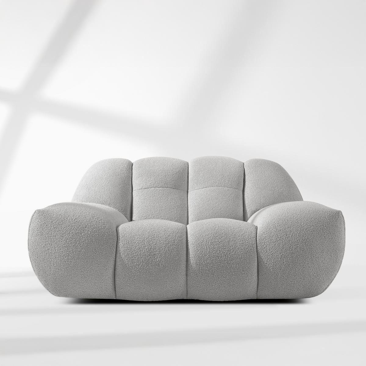 SESSEL VENA Bouclé, Hellgrau - Hellgrau, Holz/Textil (135/72/105cm) - KONSIMO®