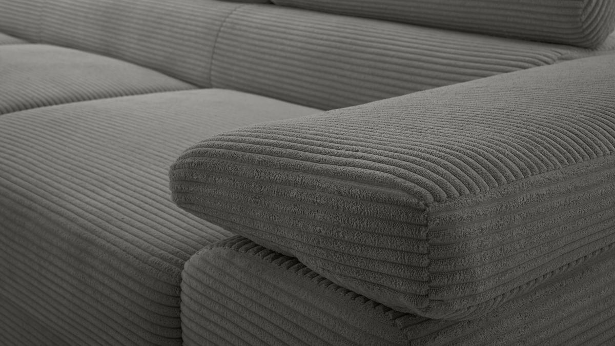 ECKSOFA L Form Arborio Dunkelgrau 280/203/90 cm Links mit Schlaffunktion - Dunkelgrau/Schwarz, Textil/Metall (203/280cm) - AX Living