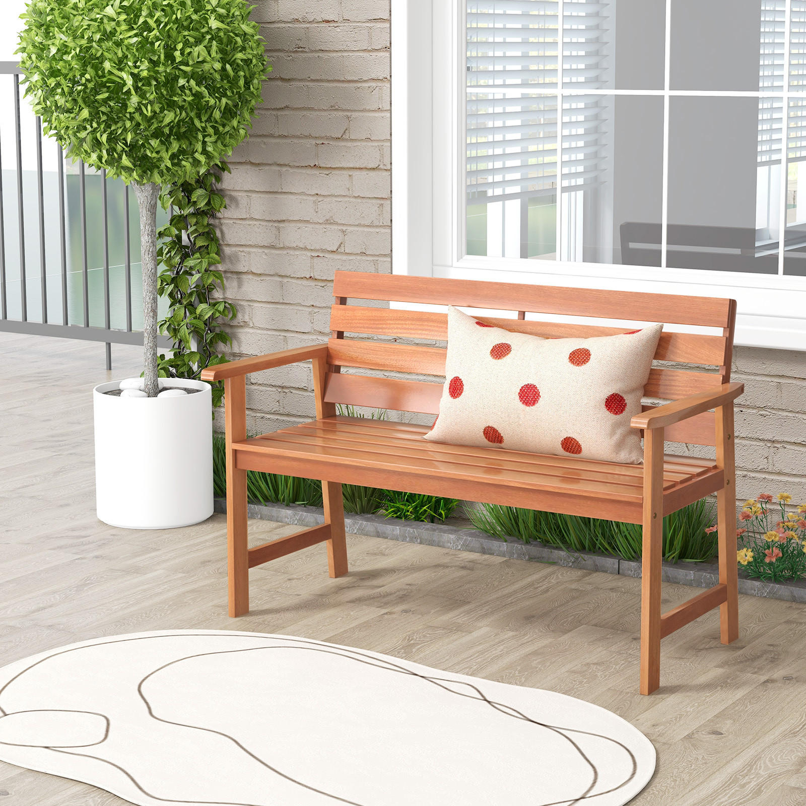 GARTENBANK Natur - Naturfarben, Holz (64/84/120.5cm) - COSTWAY