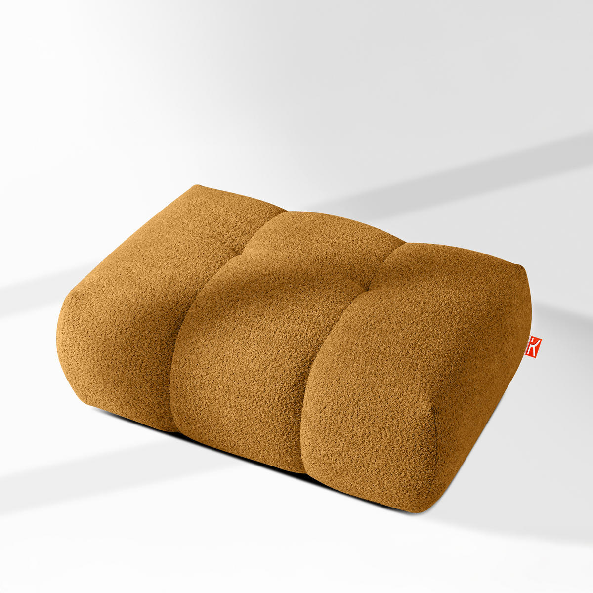 POUF LIRA, Honigfarben, Bouclé - Honig, Holz/Holzwerkstoff (96/43/50cm) - KONSIMO®