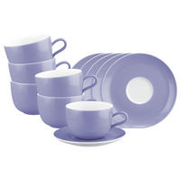 MILCHKAFFEETASSEN MIT UNTERTASSEN Liberty Pure Colors Grape Purple 380 ml 6er Set - Lila, Keramik (0.38L) - Seltmann Weiden