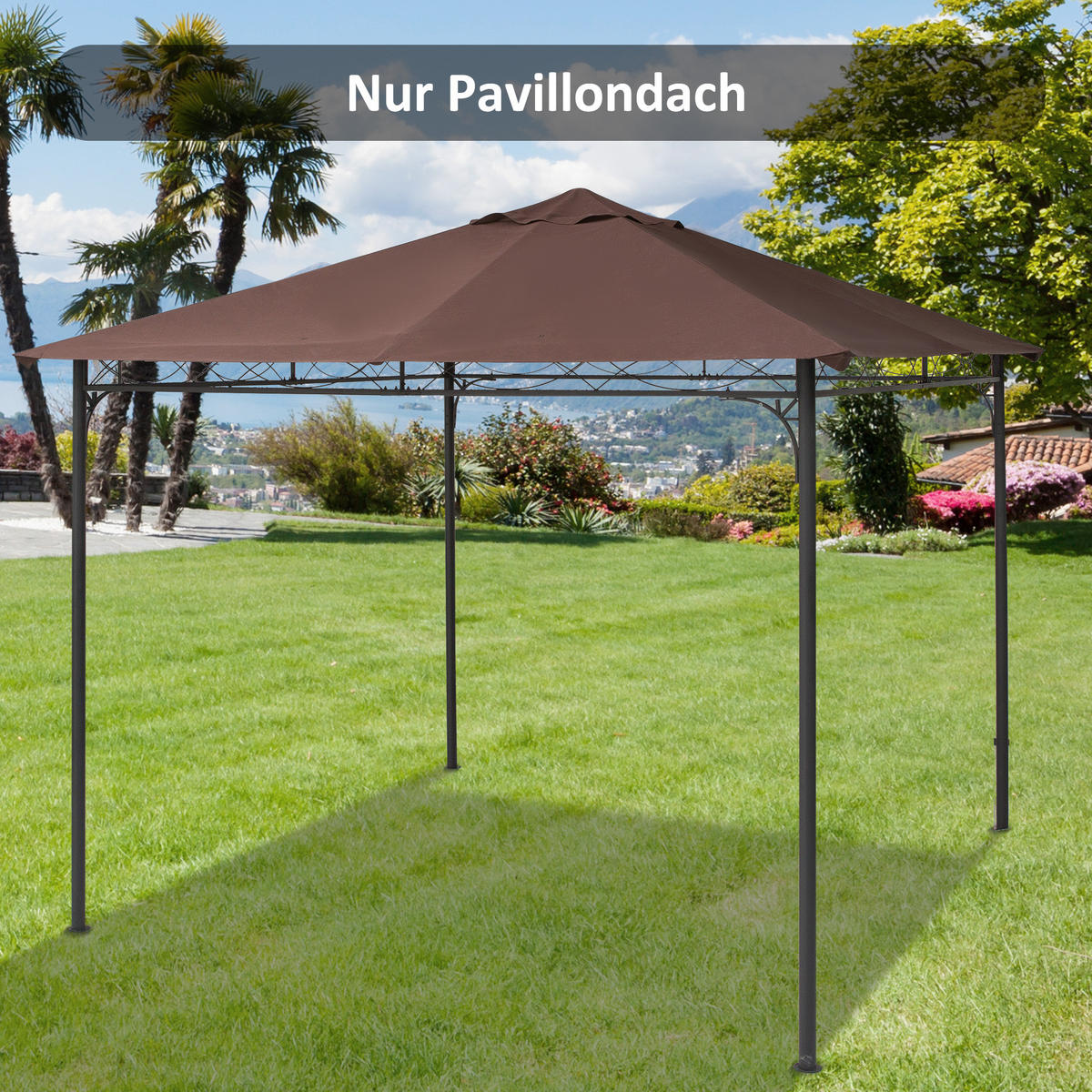 PAVILLONDACH, Sonnenschutz, Kaffee - Braun, Kunststoff (295/18/298cm) - Outsunny