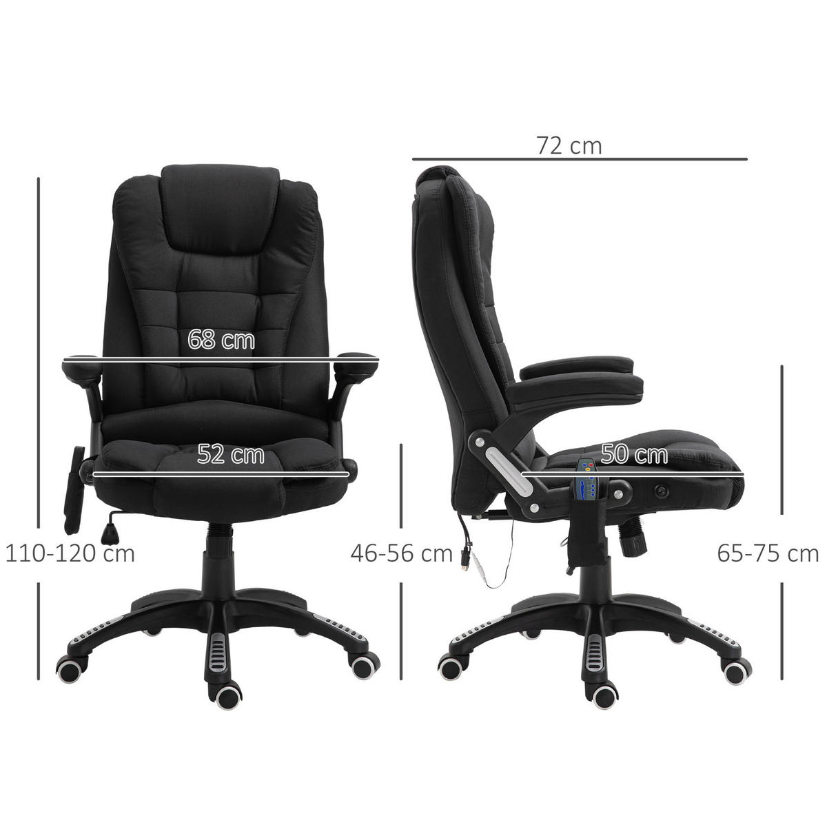 BÜROSTUHL Schwarz 68.0/72.0/120.0 cm - Schwarz, Textil (72/120/68cm)