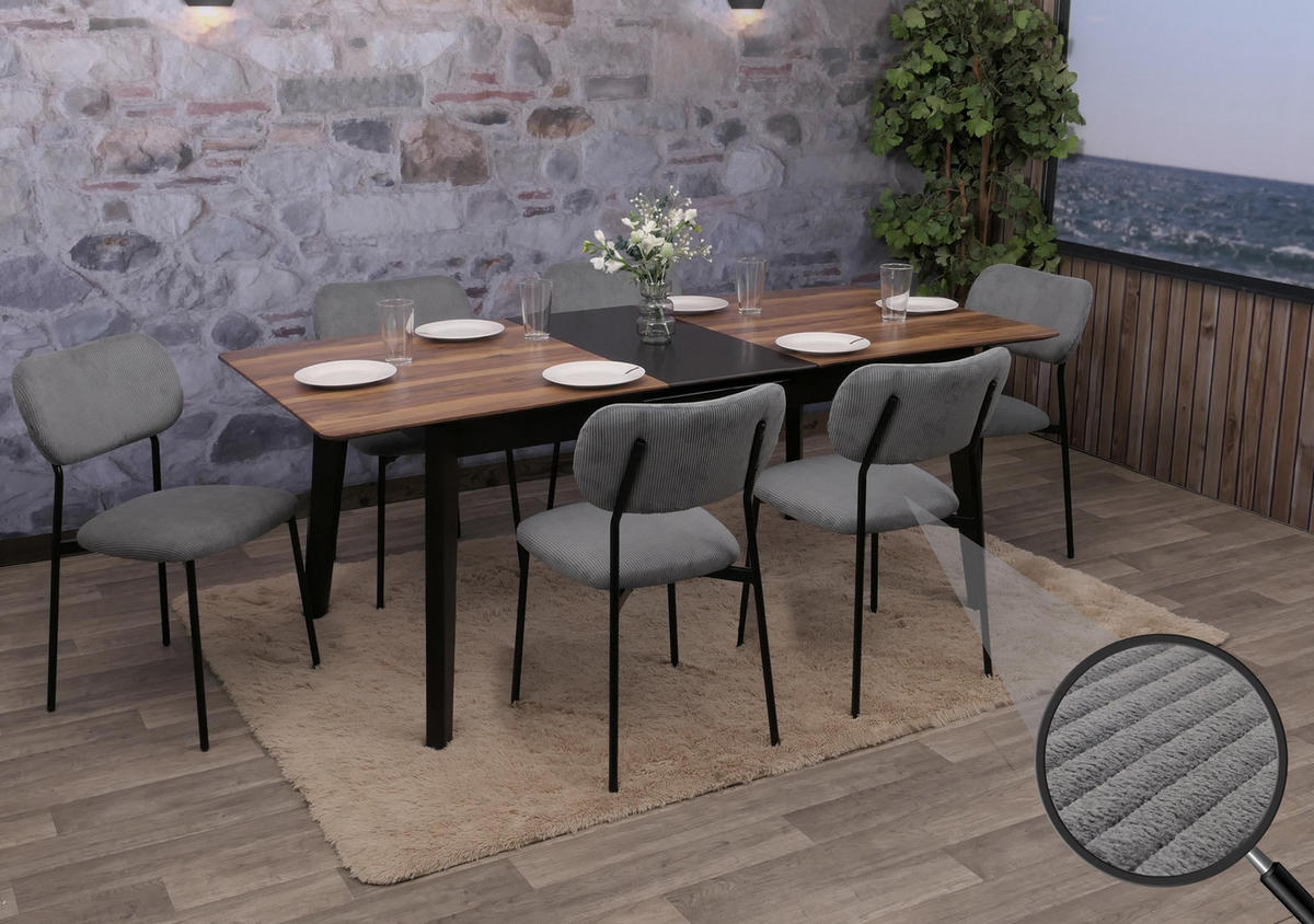 ESSZIMMERSTUHL Grau 6er-Set - Dunkelgrau/Grau, Textil (44/83/52cm) - MCW