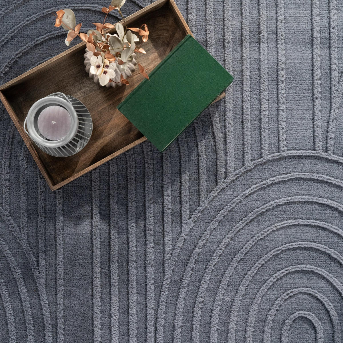 FLACHWEBETEPPICH Boho Anthrazit 80 x 150 cm - Anthrazit, Kunststoff (80/150cm) - TT Home