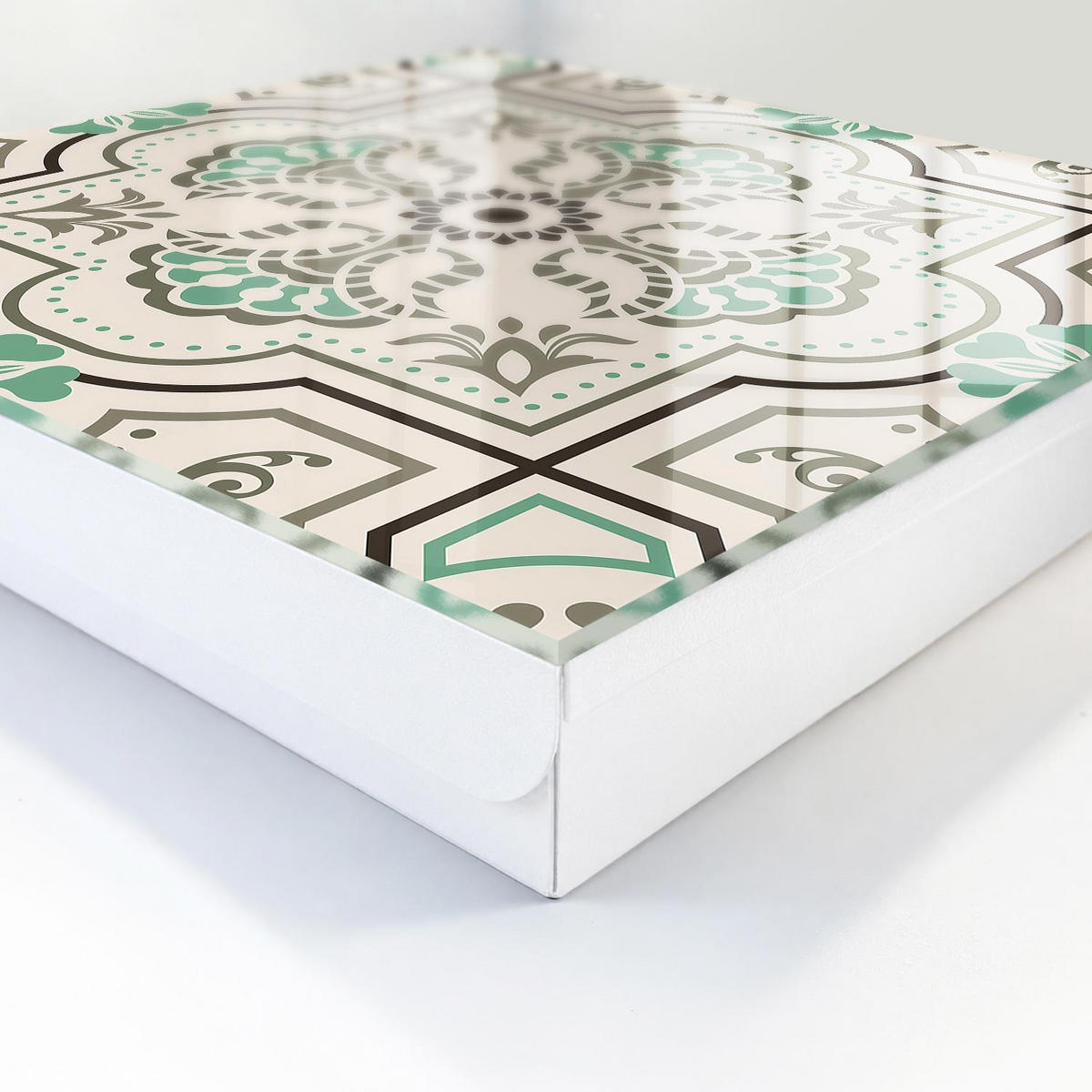 SCHLÜSSELBOX Weiß 30x30 cm – Türöffnung nach rechts - Geometrische Dekoration - Beige, Metall (30/30/5cm) - TULUP
