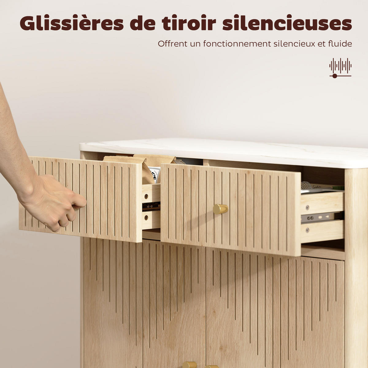 SIDEBOARD DE-11218 2 Schubladen Eiche - Eichefarben, Holzwerkstoff (77/80/30cm) - ComfortXL