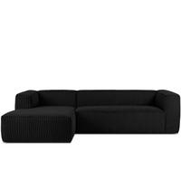 ECKSOFA-LINKS FEROX Modern, Cord-Stoff, schwarz - Schwarz, Textil (305/175cm) - KONSIMO®