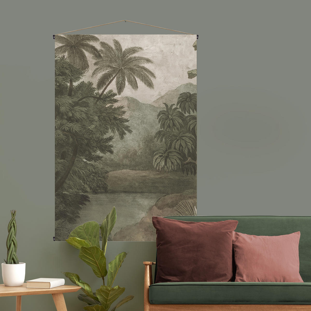 WANDTEPPICH Dschungel 150x100cm - Grau/Grün, Textil (100/1cm) - Art for the Home