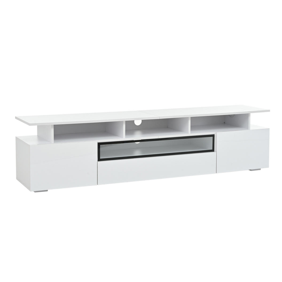 LOWBOARD 180/38/45 cm aus Spanplatte mit LED-Beleuchtung und Hochglanzfront Weiß - Weiß, Holzwerkstoff (180/45/38cm) - Modenvie