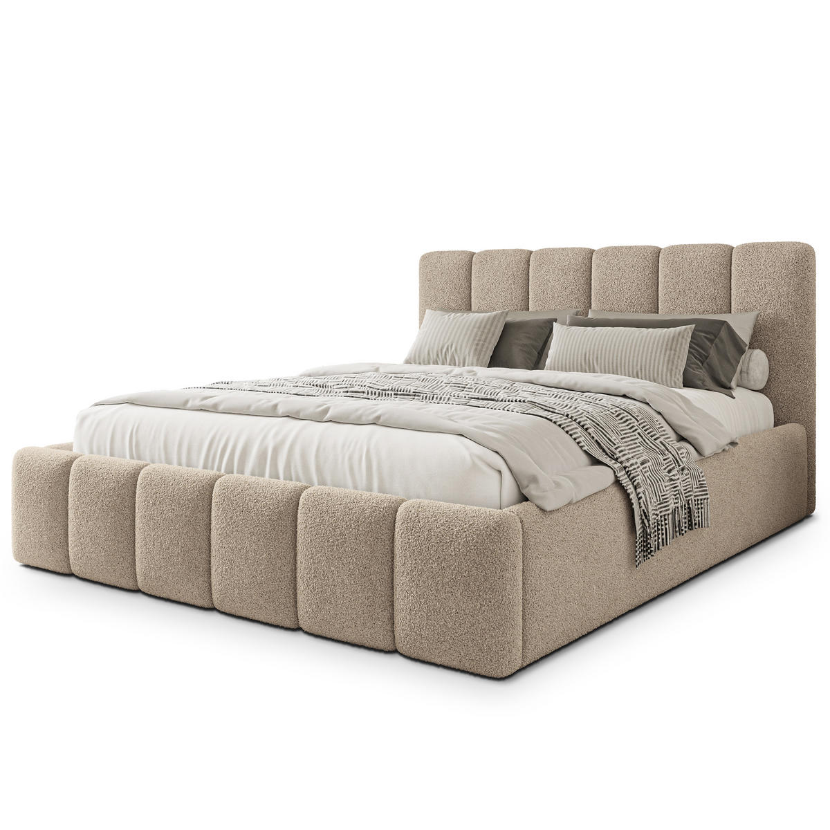 POLSTERBETT ATTORA Q 180x200 cm mit Bettkästen - Beige - Beige, Holz (180/200cm) - MASSENO