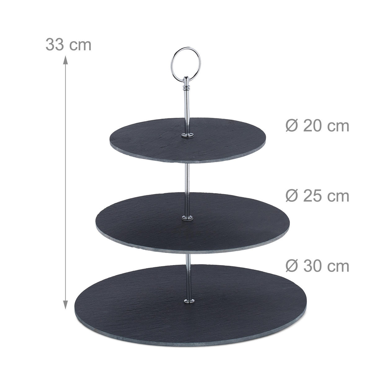 ETAGERE - Anthrazit, Stein/Metall (30/33cm) - Relaxdays